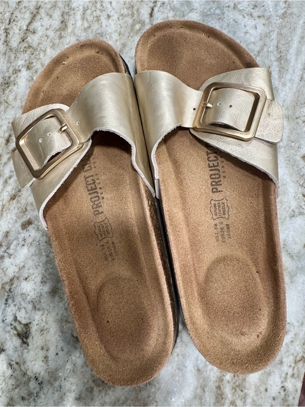 Y/Project Metallic Gold Buckle Slide Sandals
